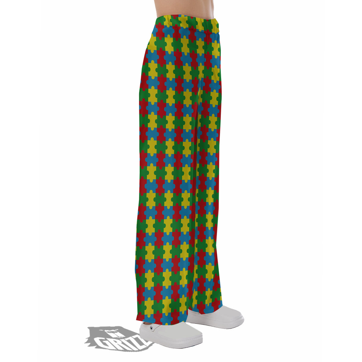 Puzzle Autism Awareness Print Pattern Pajama Pants-grizzshop