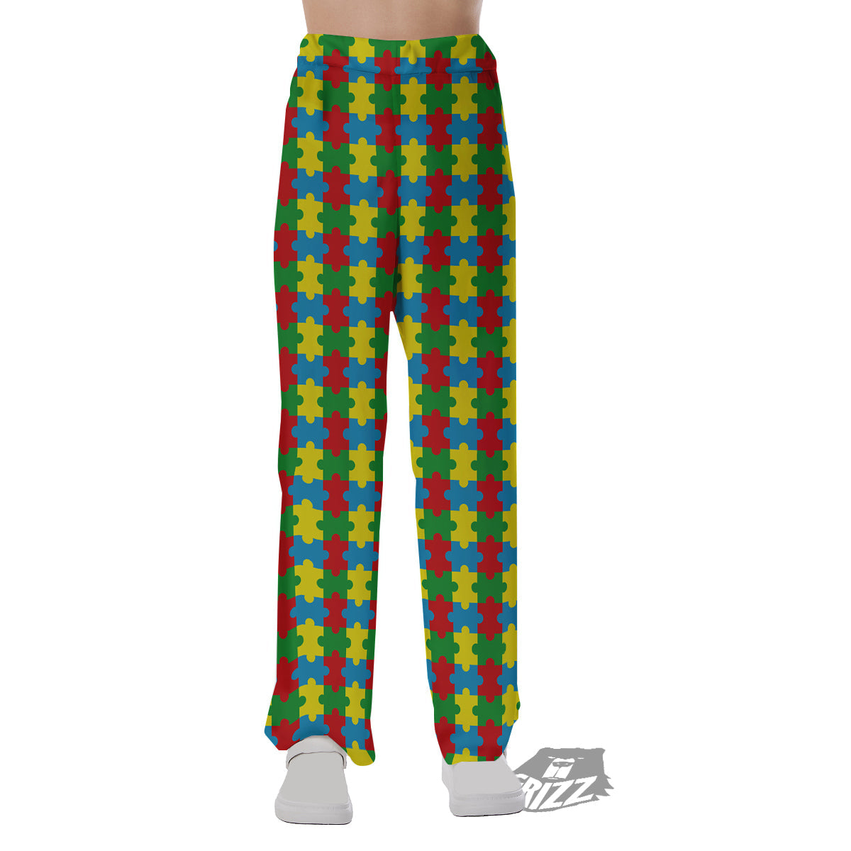 Puzzle Autism Awareness Print Pattern Pajama Pants-grizzshop