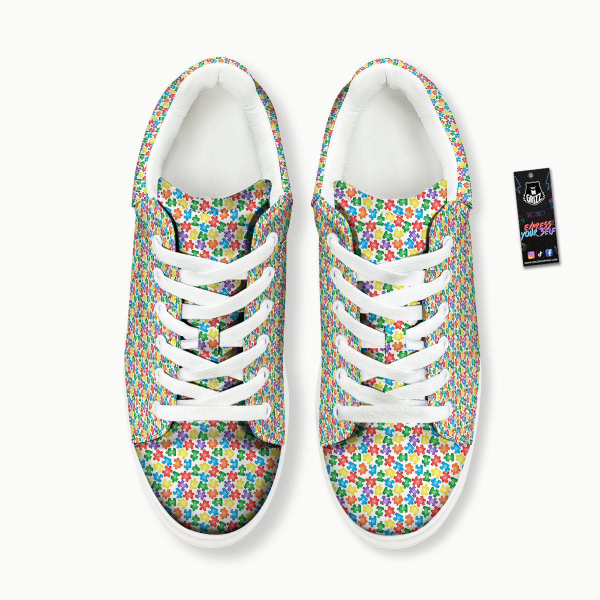 Puzzle Autism Awareness Print Platform Shoes-grizzshop