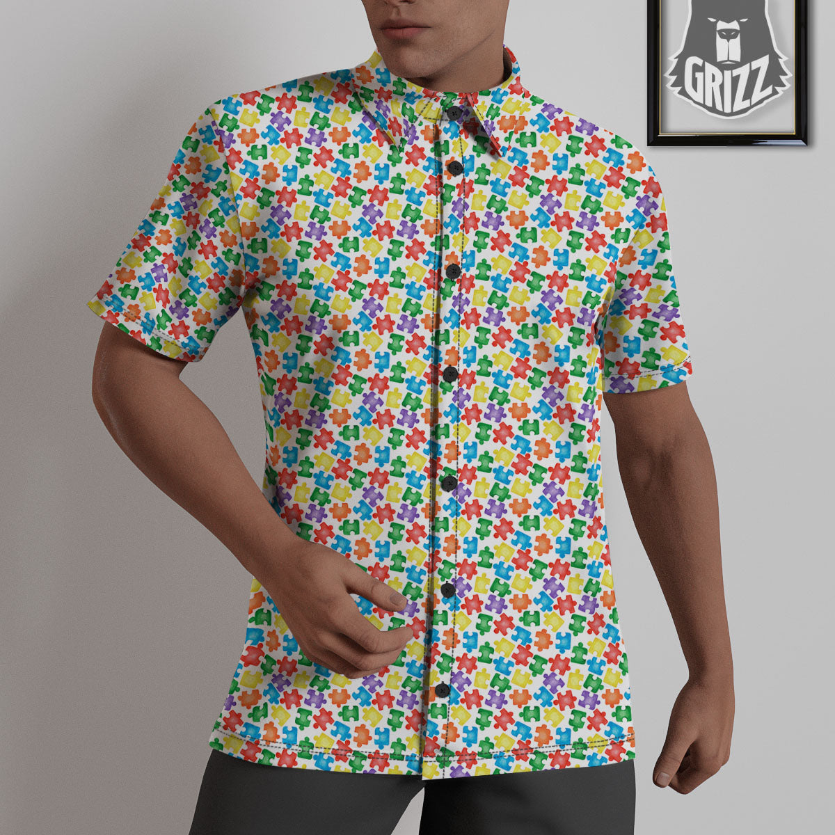Puzzle Autism Awareness Print Untucked Shirts-grizzshop