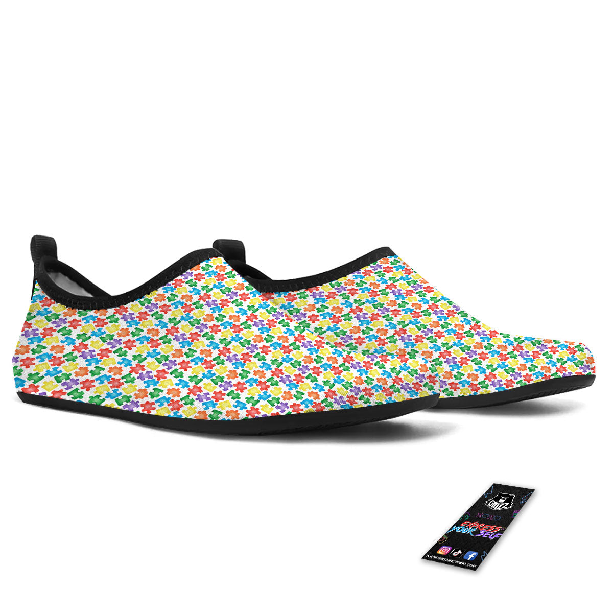 Puzzle Autism Awareness Print Water Shoes-grizzshop