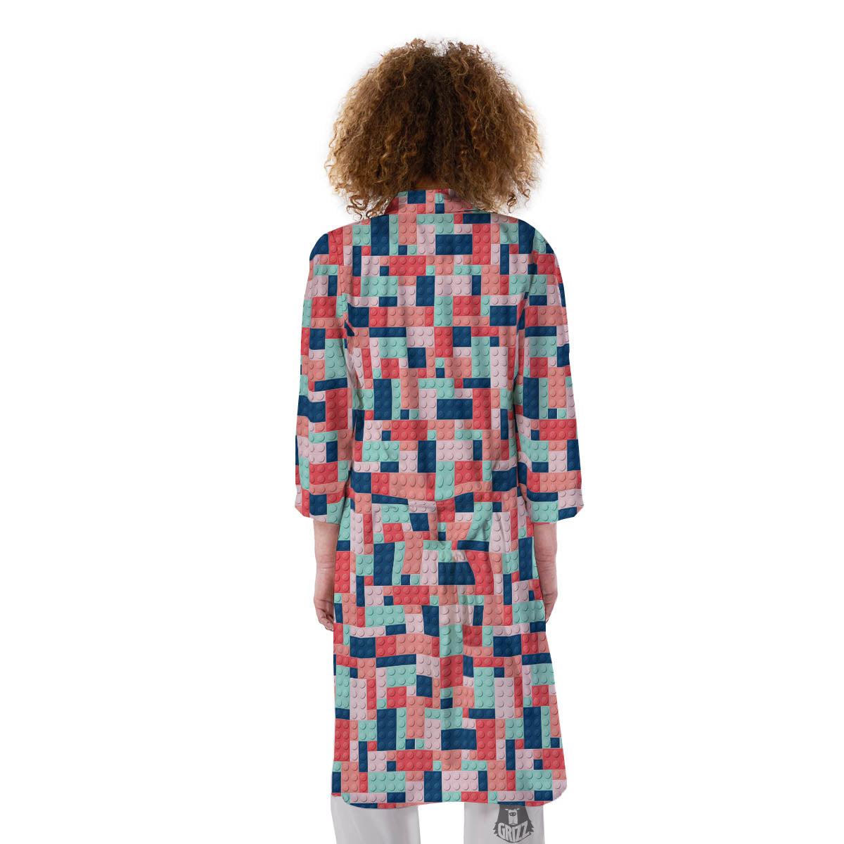 Puzzle Game Colorful Block Print Pattern Kimono-grizzshop