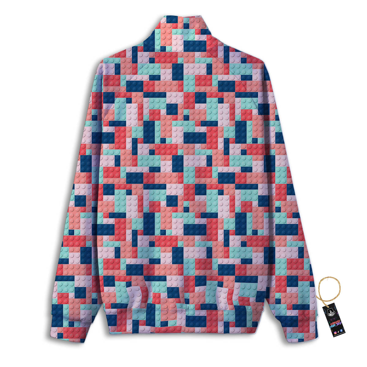 Puzzle Game Colorful Block Print Pattern Track Jacket-grizzshop
