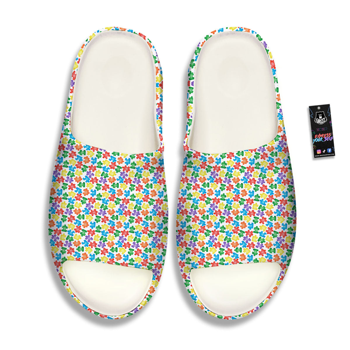 Puzzle Autism Awareness Print Sandals-grizzshop