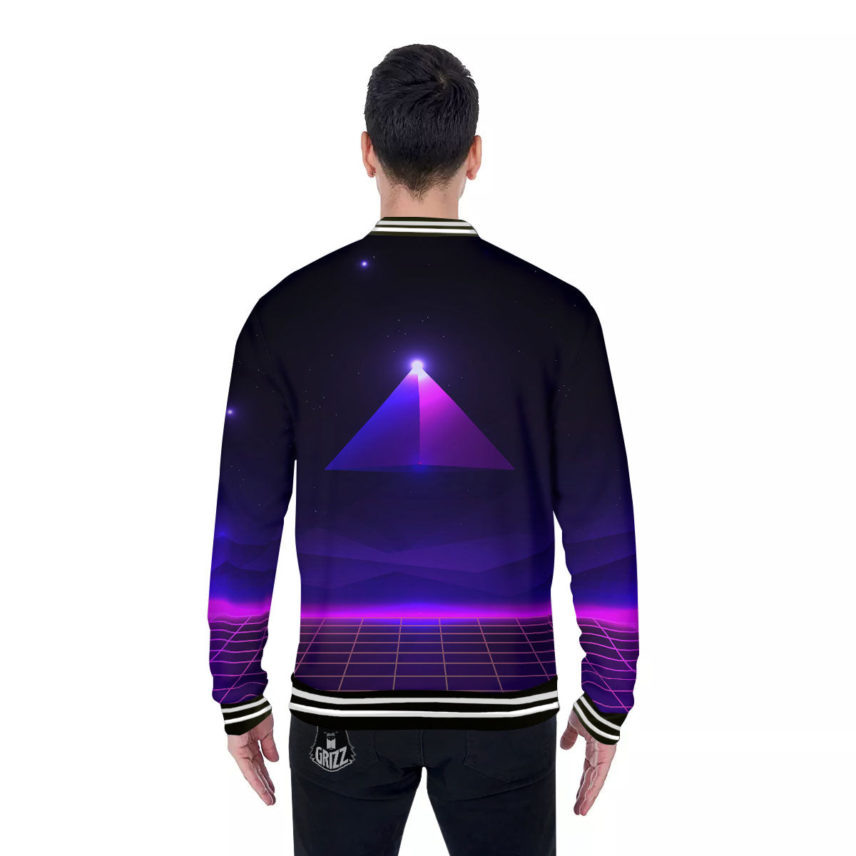 Pyramid Cloud Purple Print Baseball Jacket-grizzshop