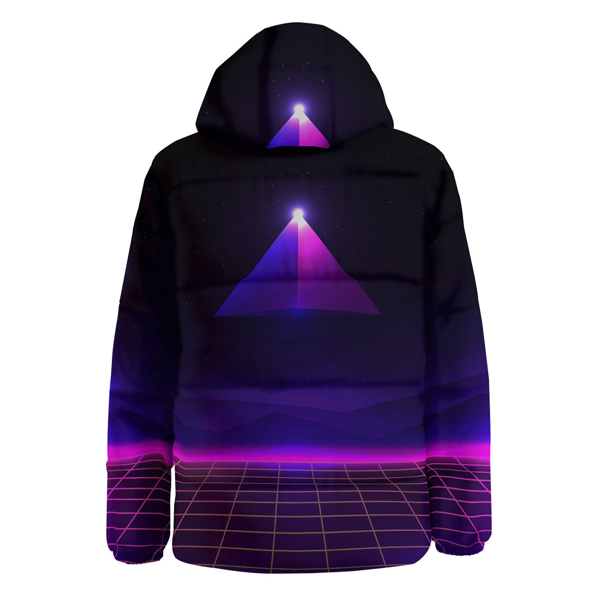 Pyramid Cloud Purple Print Down Jacket-grizzshop