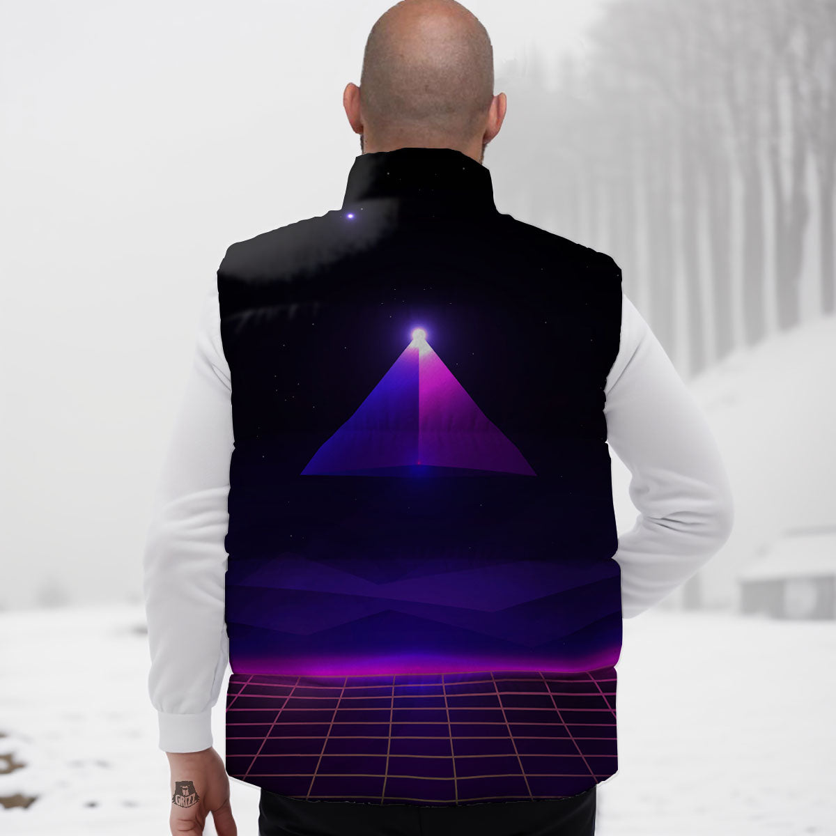 Pyramid Cloud Purple Print Down Vest-grizzshop