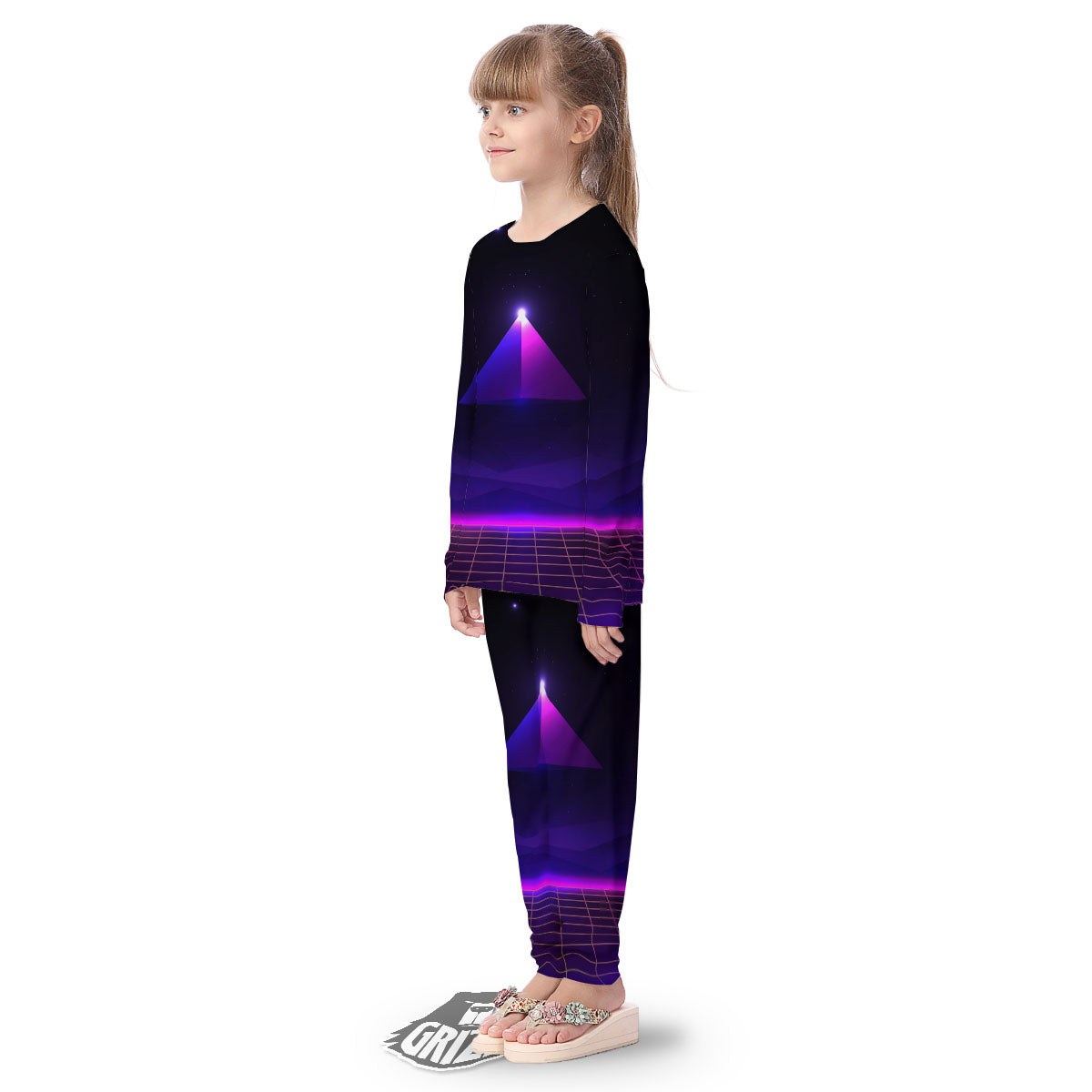 Pyramid Cloud Purple Print Kid's Pajamas-grizzshop