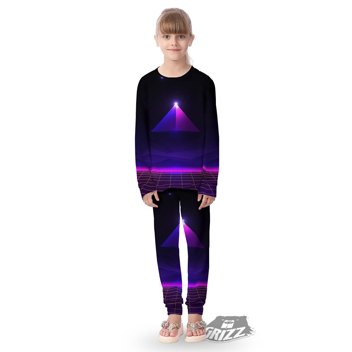 Pyramid Cloud Purple Print Kid's Pajamas-grizzshop