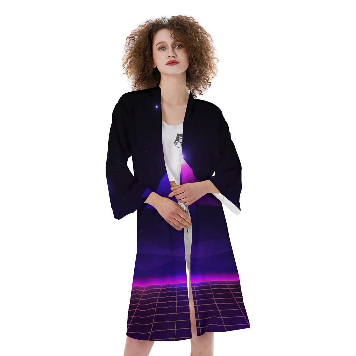 Pyramid Cloud Purple Print Kimono-grizzshop