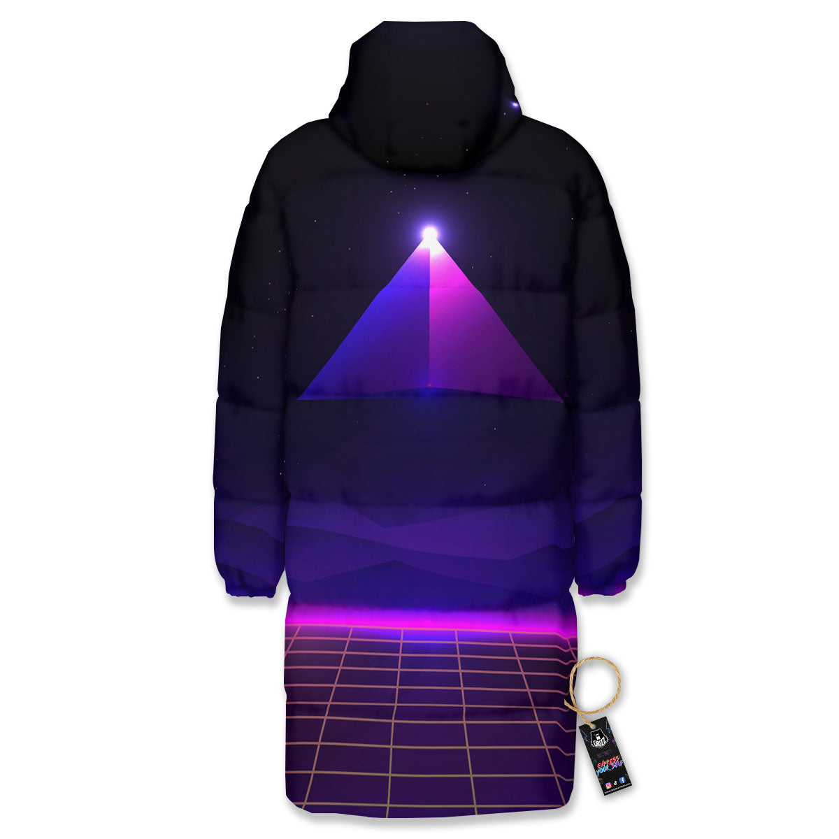 Pyramid Cloud Purple Print Long Down Jacket-grizzshop