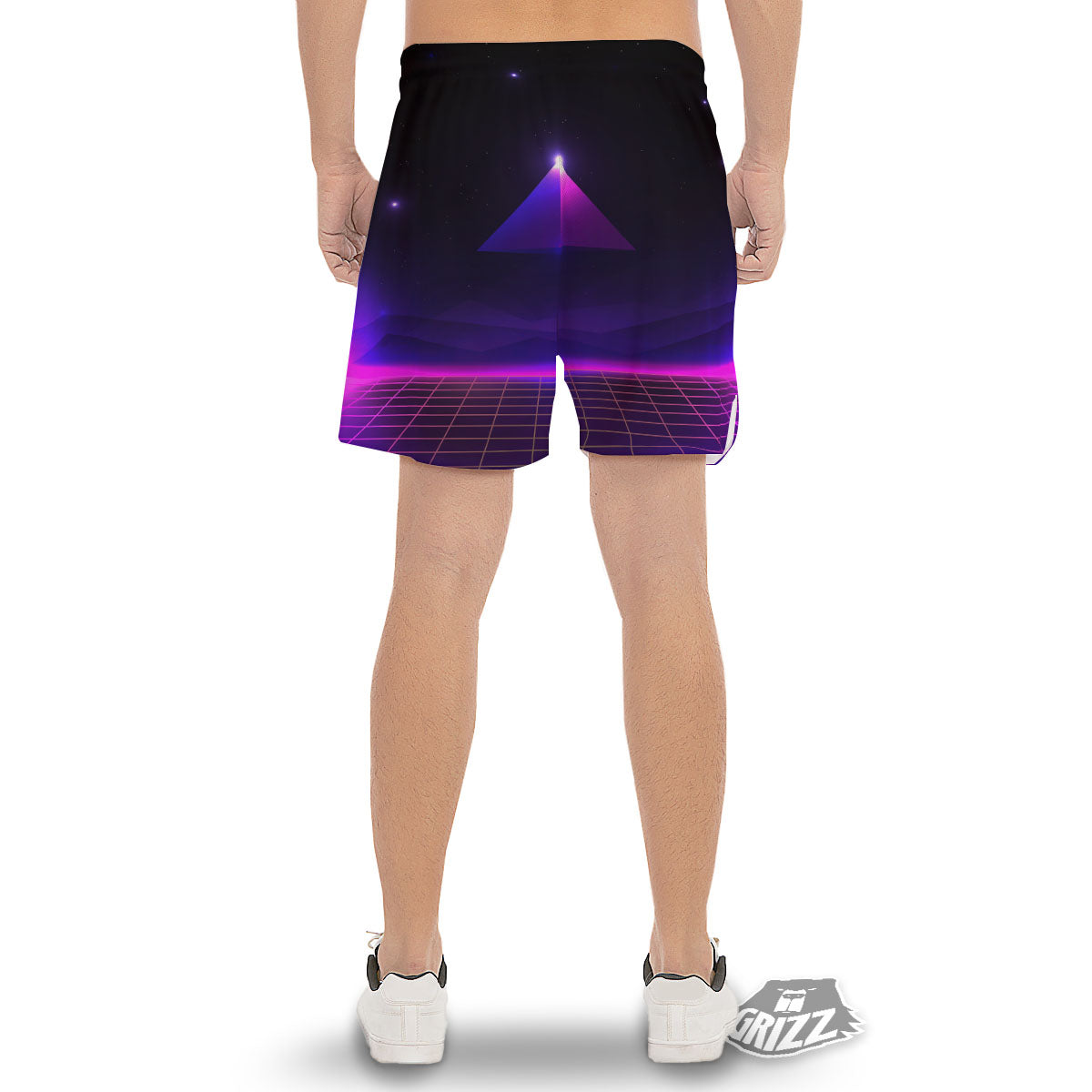 Pyramid Cloud Purple Print Men's Gym Shorts-grizzshop