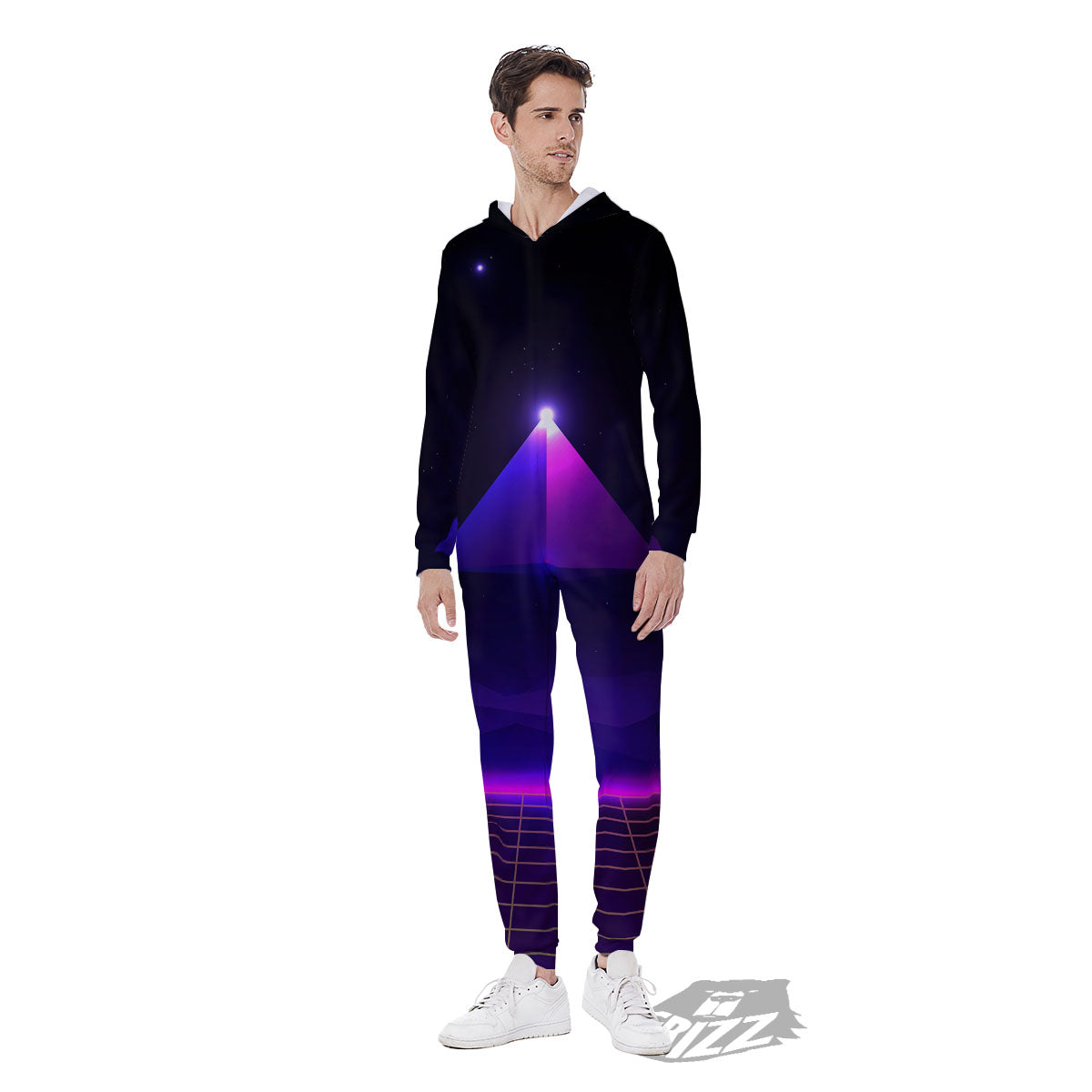 Pyramid Cloud Purple Print Men's Jumpsuit-grizzshop