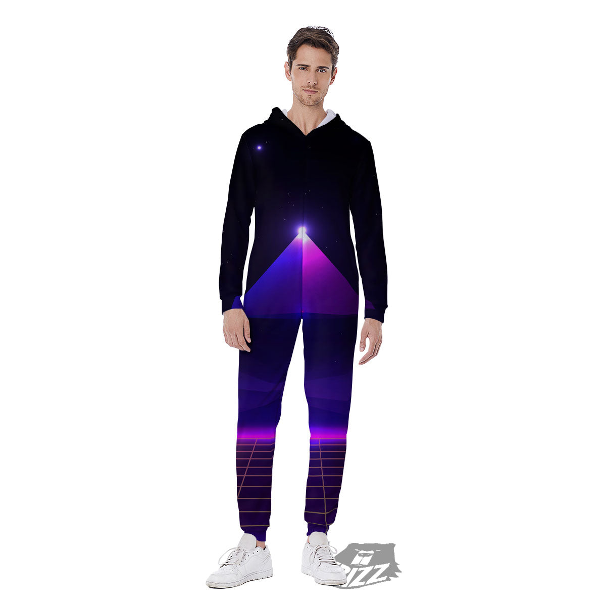 Pyramid Cloud Purple Print Men's Jumpsuit-grizzshop