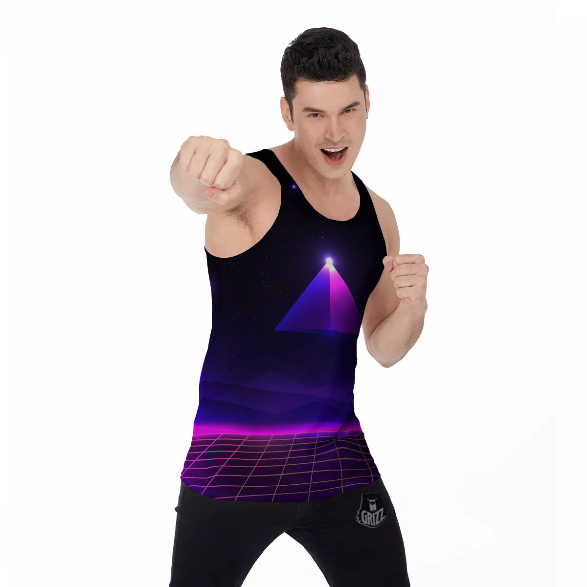 Pyramid Cloud Purple Print Men's Tank Top-grizzshop