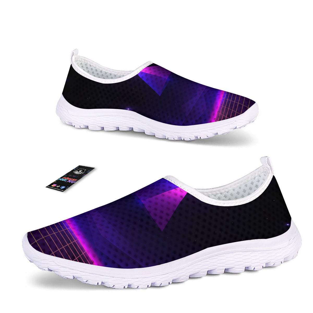 Pyramid Cloud Purple Print Nurse Shoes-grizzshop