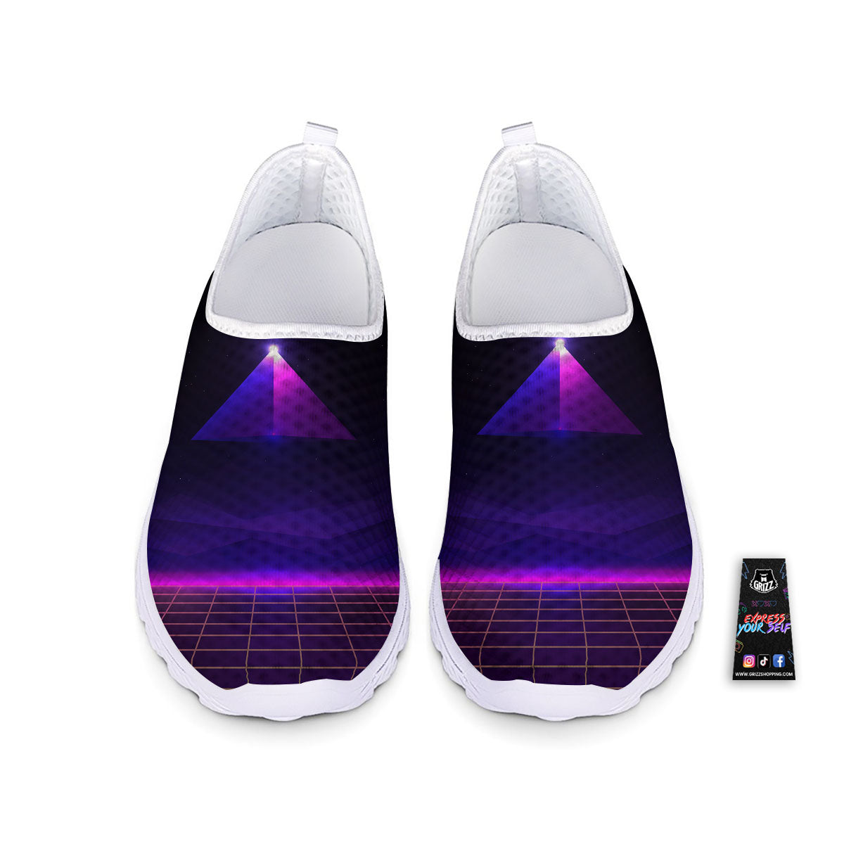 Pyramid Cloud Purple Print Nurse Shoes-grizzshop