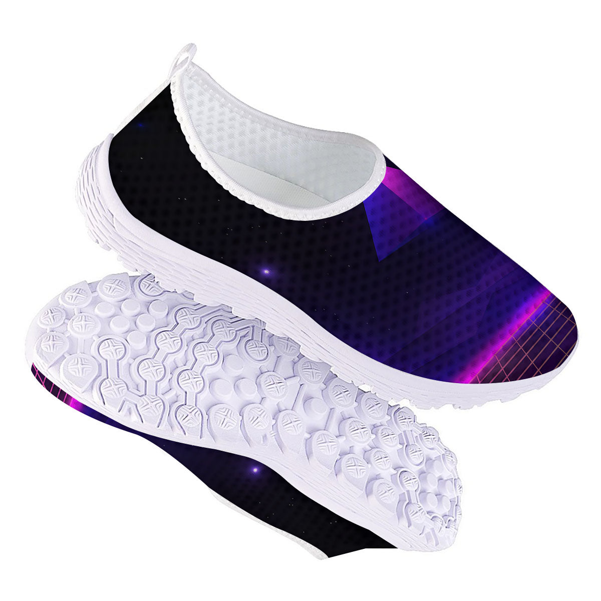 Pyramid Cloud Purple Print Nurse Shoes-grizzshop