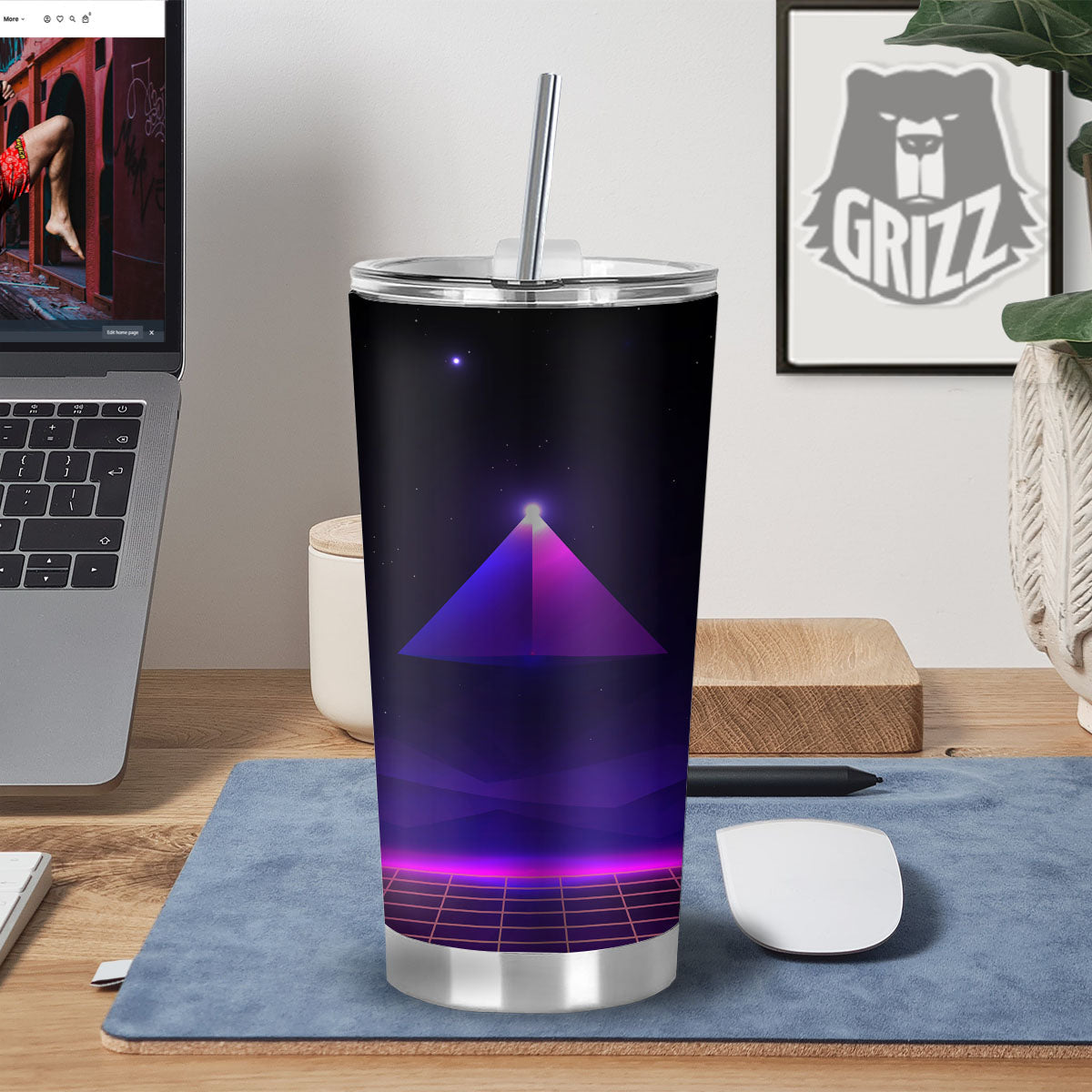 Pyramid Cloud Purple Print Tumbler-grizzshop