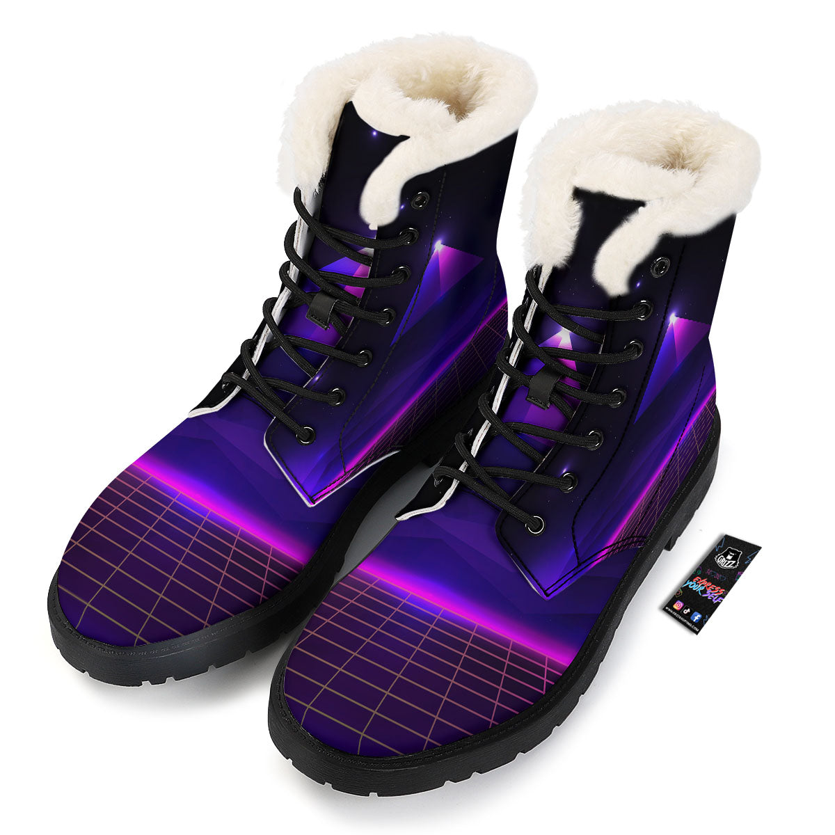 Pyramid Cloud Purple Print Winter Boots-grizzshop