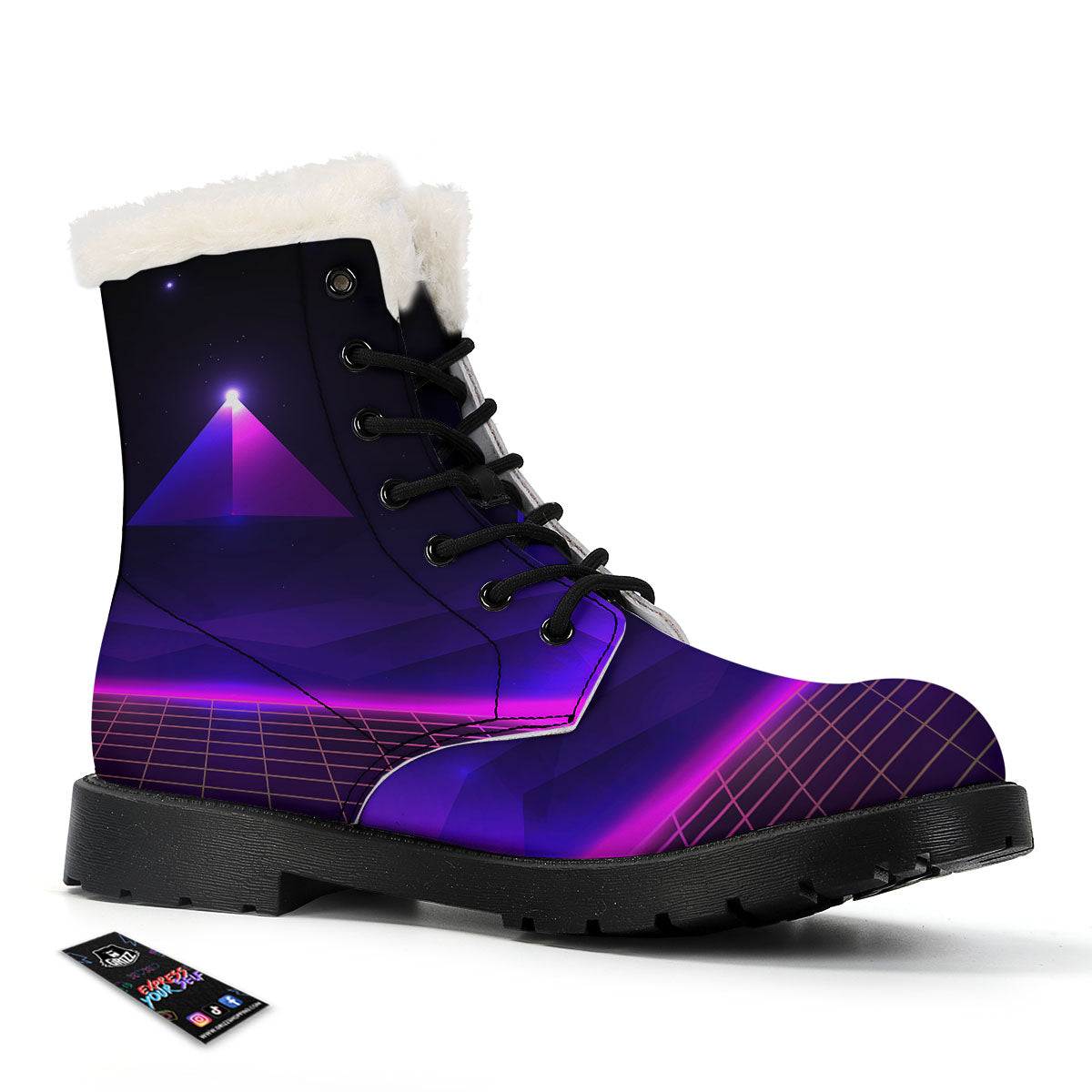 Pyramid Cloud Purple Print Winter Boots-grizzshop