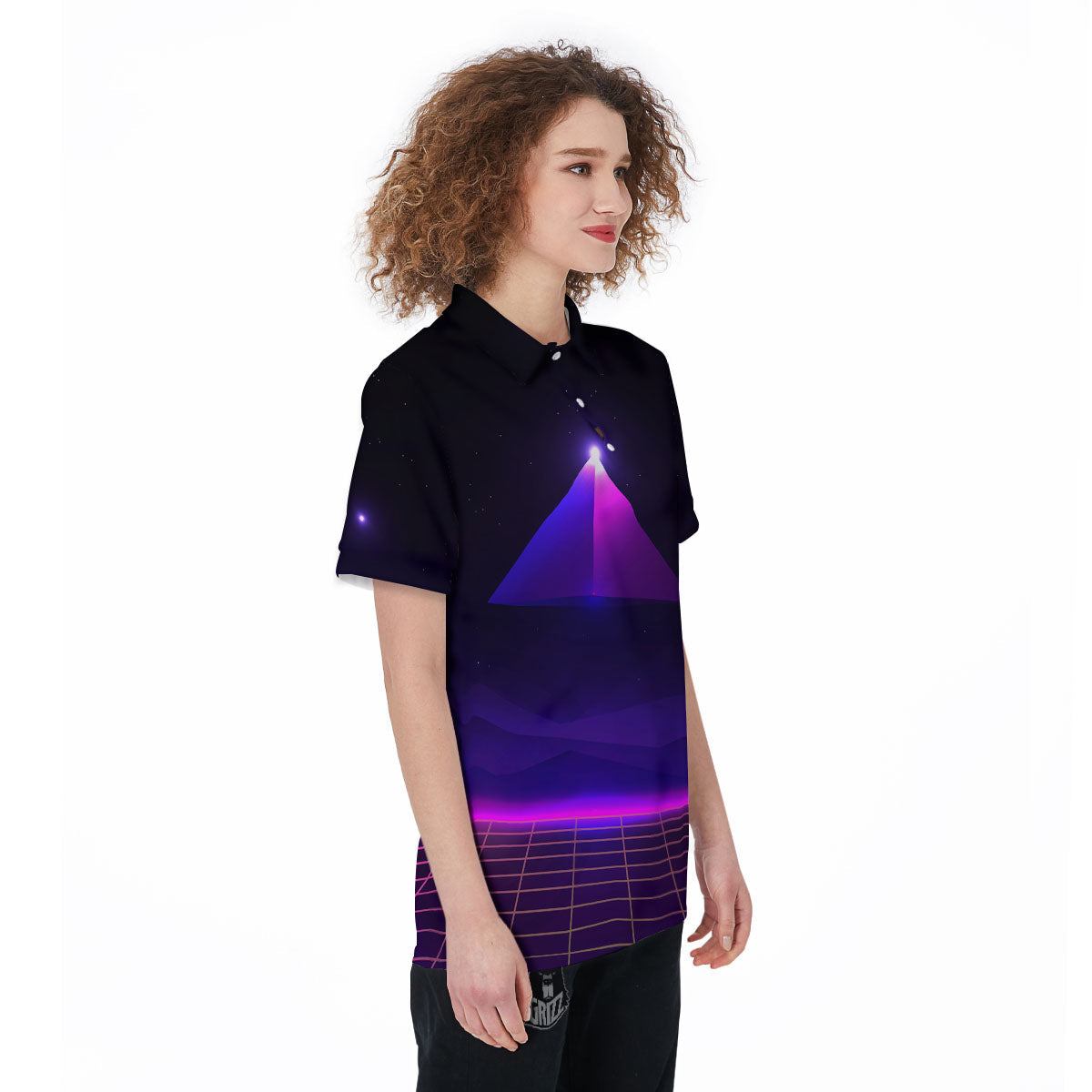 Pyramid Cloud Purple Print Women's Golf Shirts-grizzshop
