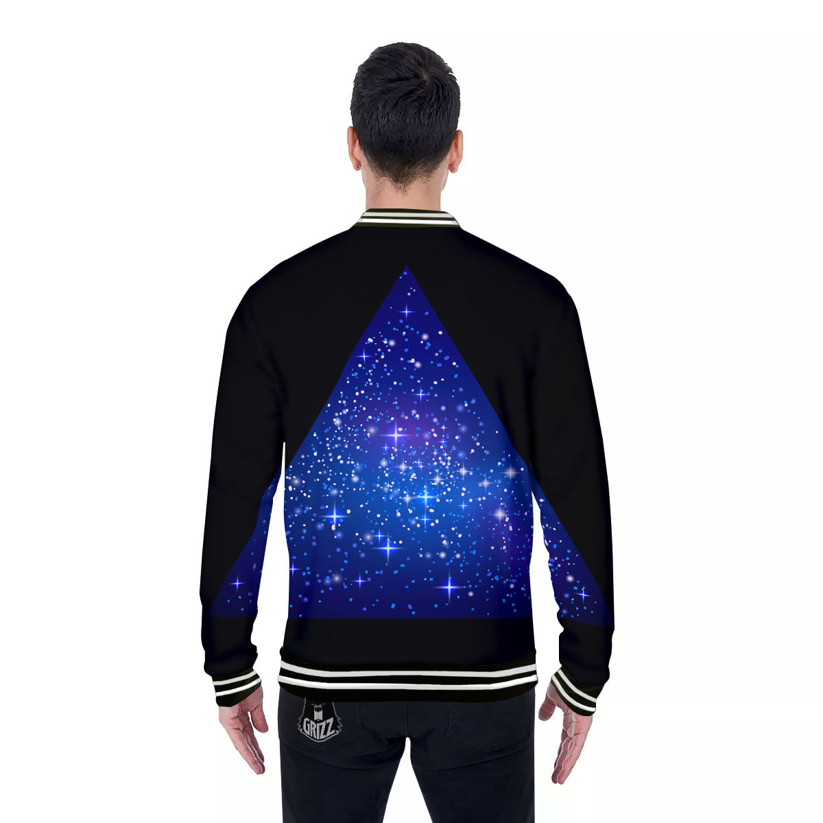 Pyramid Galaxy Print Baseball Jacket-grizzshop