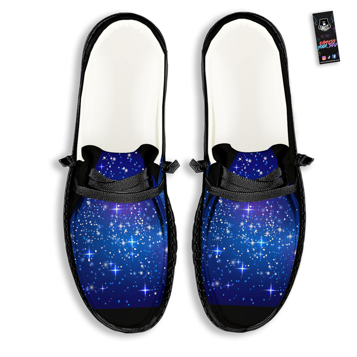 Pyramid Galaxy Print Black Loafers-grizzshop