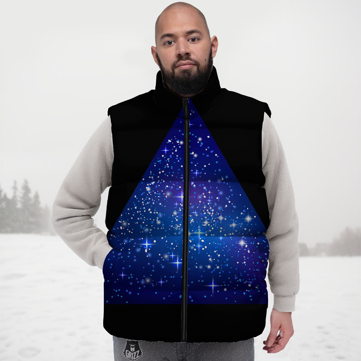 Pyramid Galaxy Print Down Vest