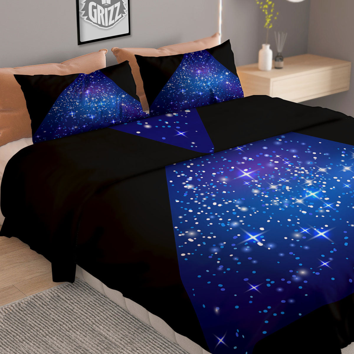 Pyramid Galaxy Print Duvet Cover Bedding Set
