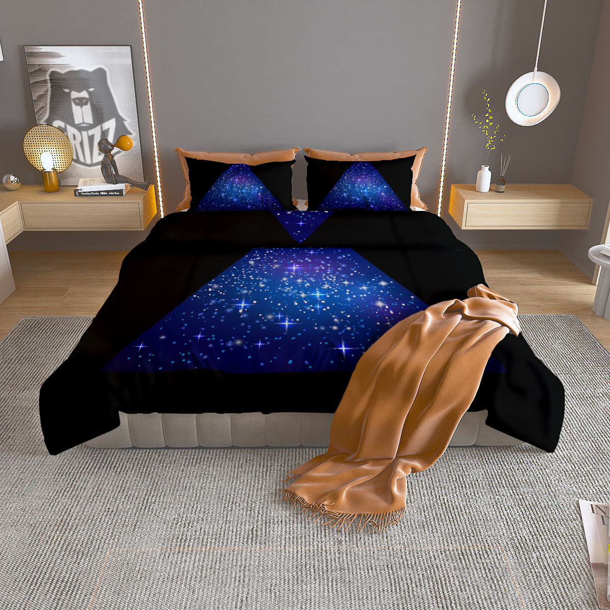 Pyramid Galaxy Print Duvet Cover Bedding Set