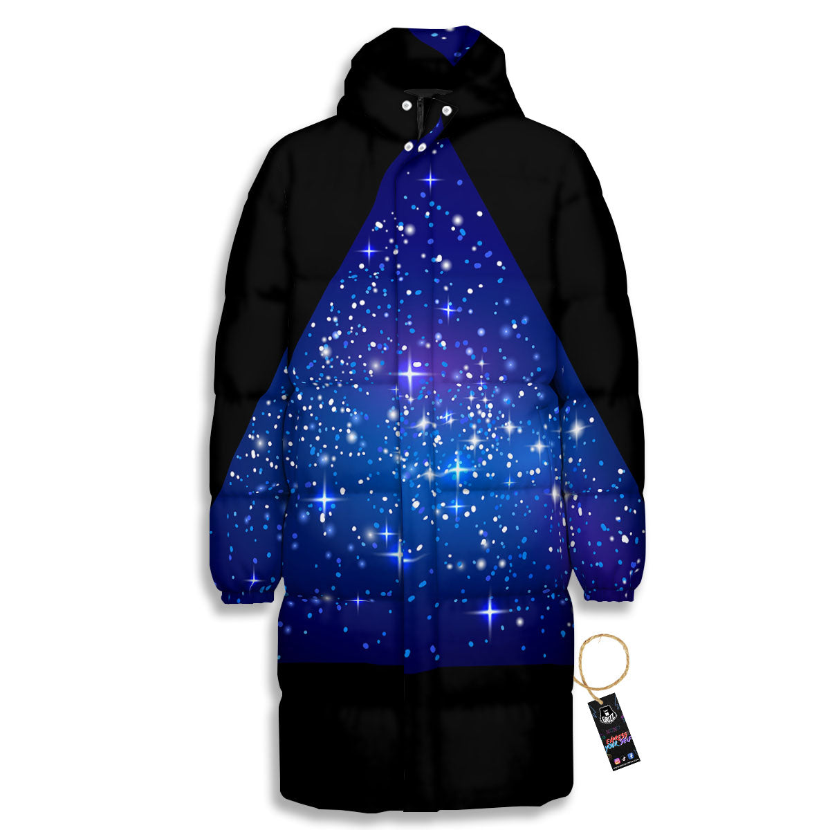 Pyramid Galaxy Print Long Down Jacket-grizzshop