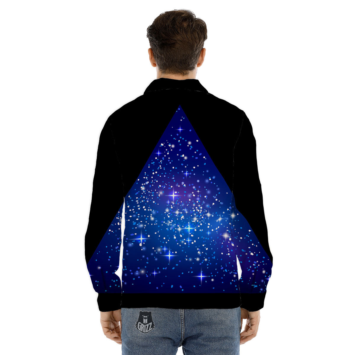 Pyramid Galaxy Print Men's Dress Shirts-grizzshop
