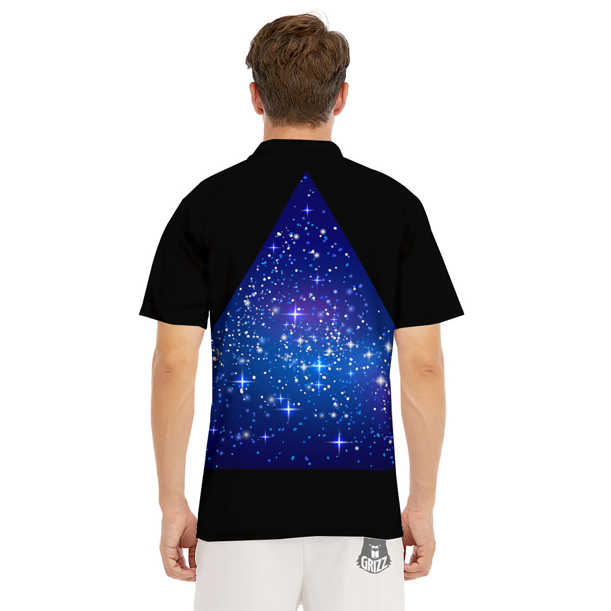 Pyramid Galaxy Print Men's Golf Shirts-grizzshop