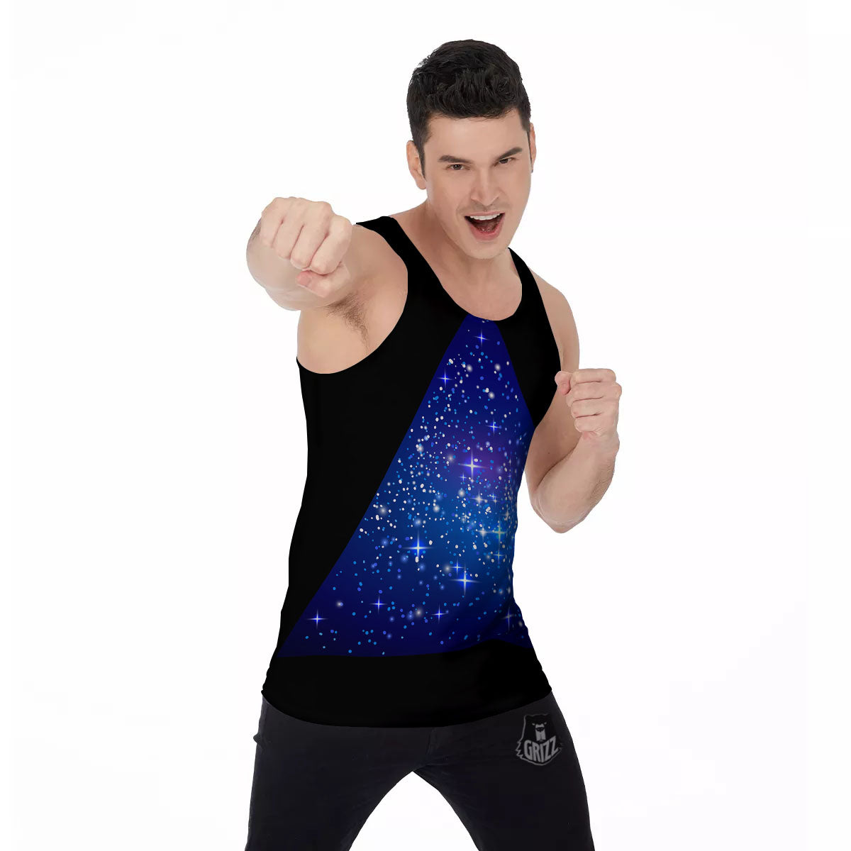 Pyramid Galaxy Print Men's Tank Top-grizzshop