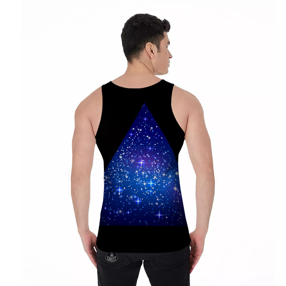 Pyramid Galaxy Print Men's Tank Top-grizzshop