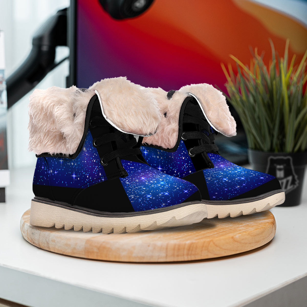 Pyramid Galaxy Print Snow Boots-grizzshop