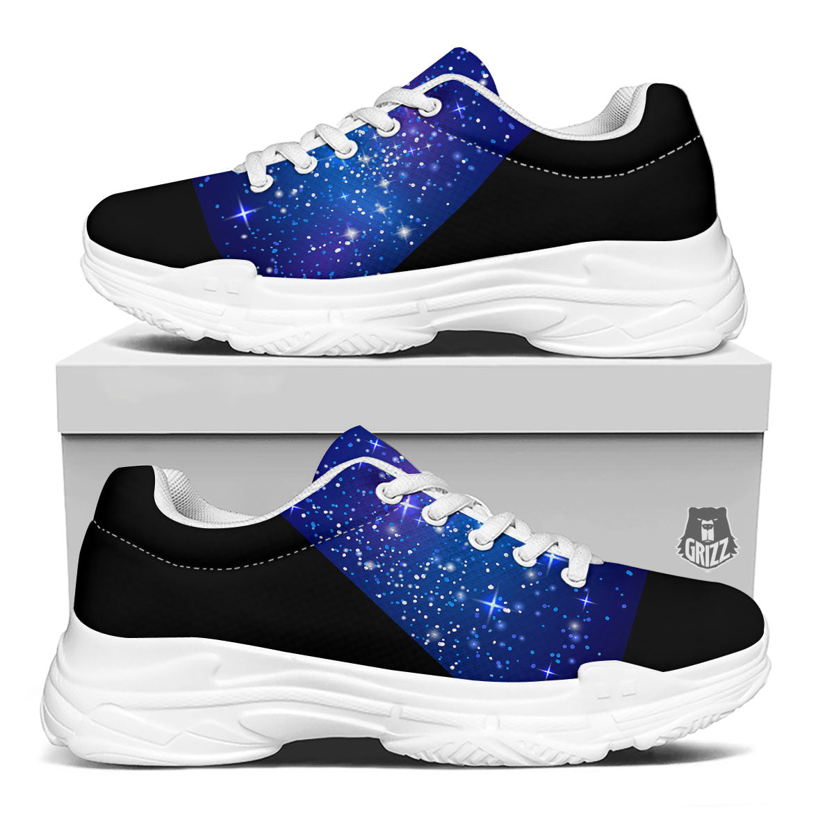 Pyramid Galaxy Print White Chunky Shoes-grizzshop