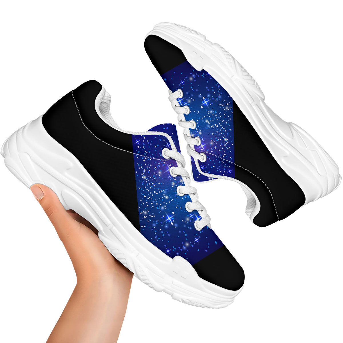 Pyramid Galaxy Print White Chunky Shoes-grizzshop