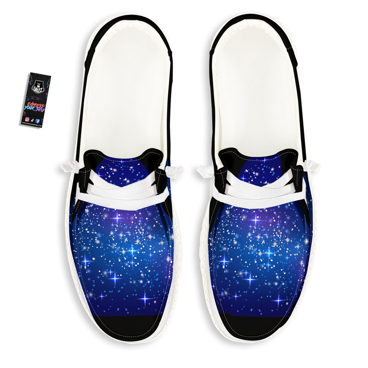 Pyramid Galaxy Print White Loafers-grizzshop