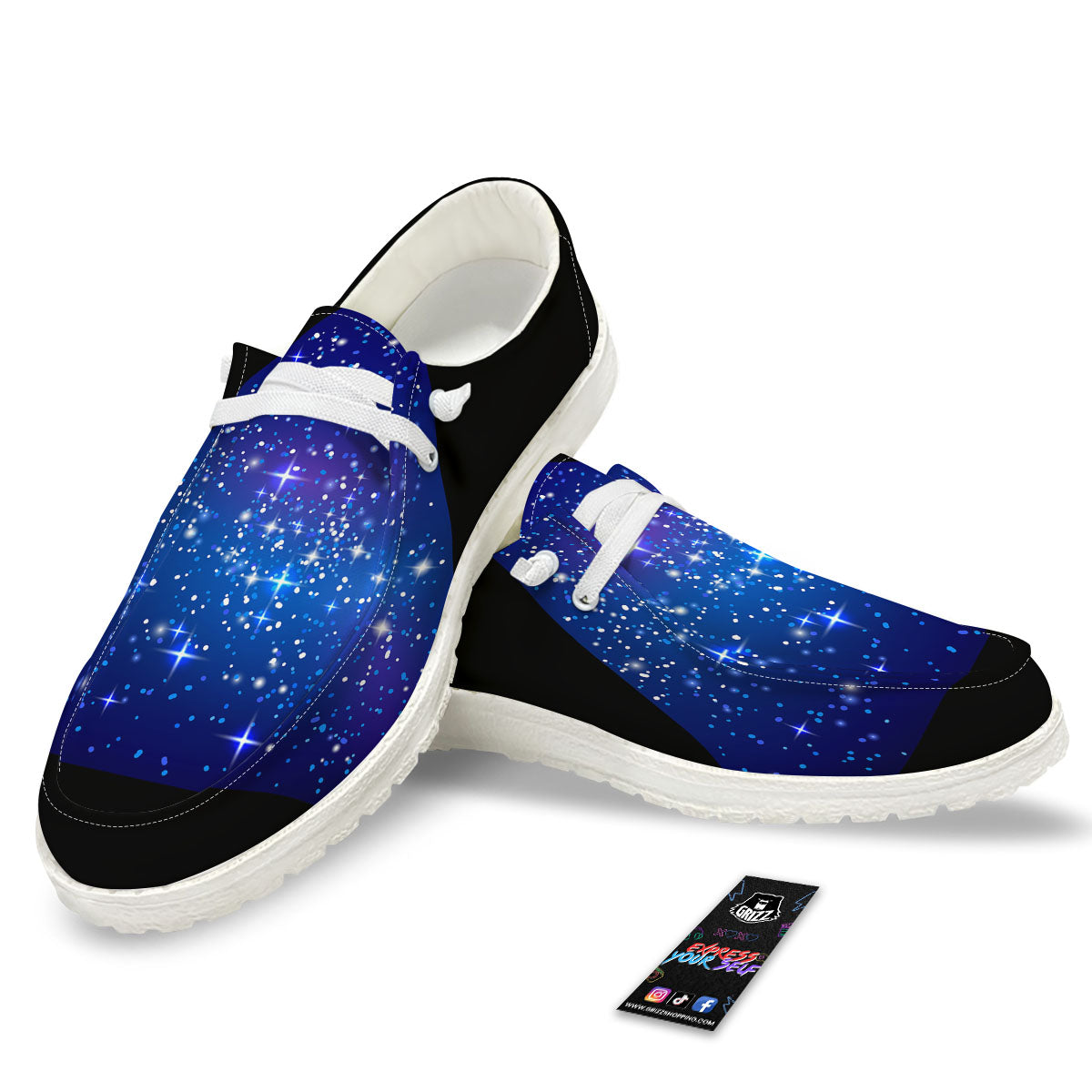 Pyramid Galaxy Print White Loafers-grizzshop