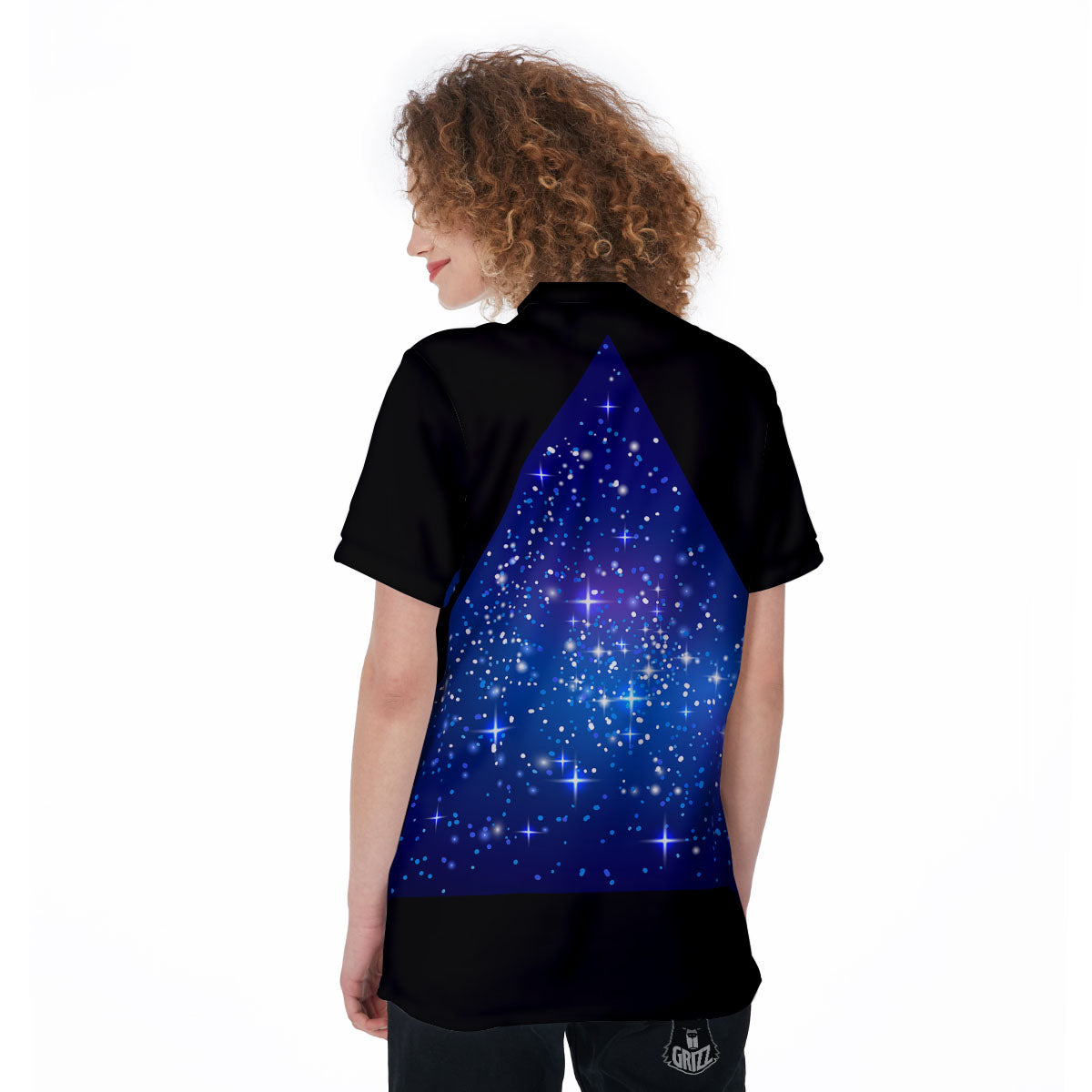 Pyramid Galaxy Print Women's Golf Shirts-grizzshop