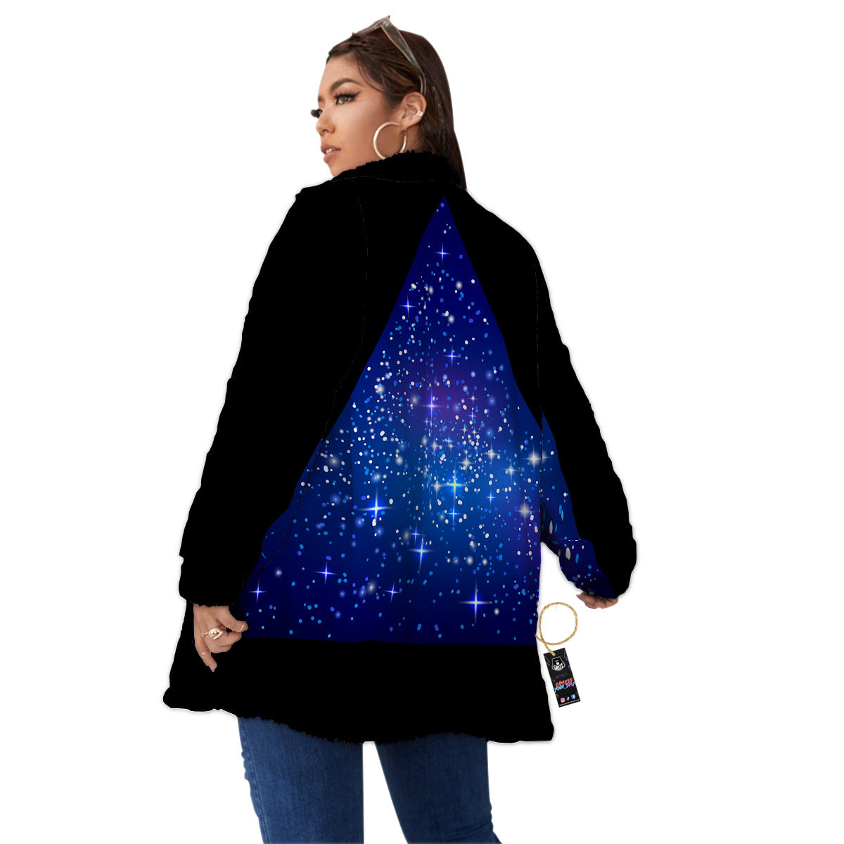 Pyramid Galaxy Print Women's Sherpa Jacket-grizzshop