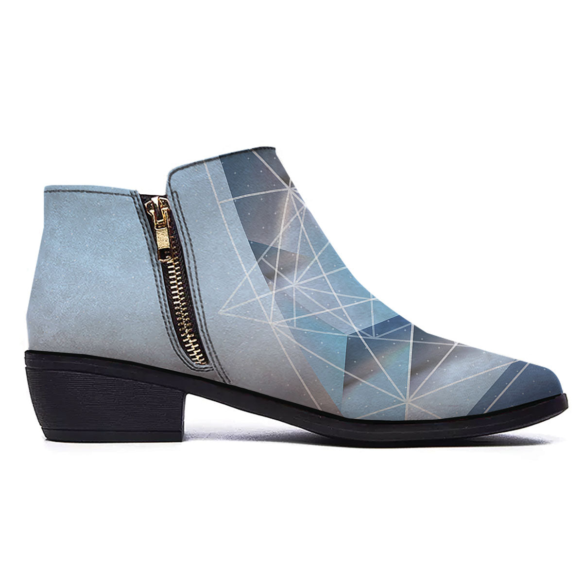 Pyramid Geometric Print Ankle Boots-grizzshop
