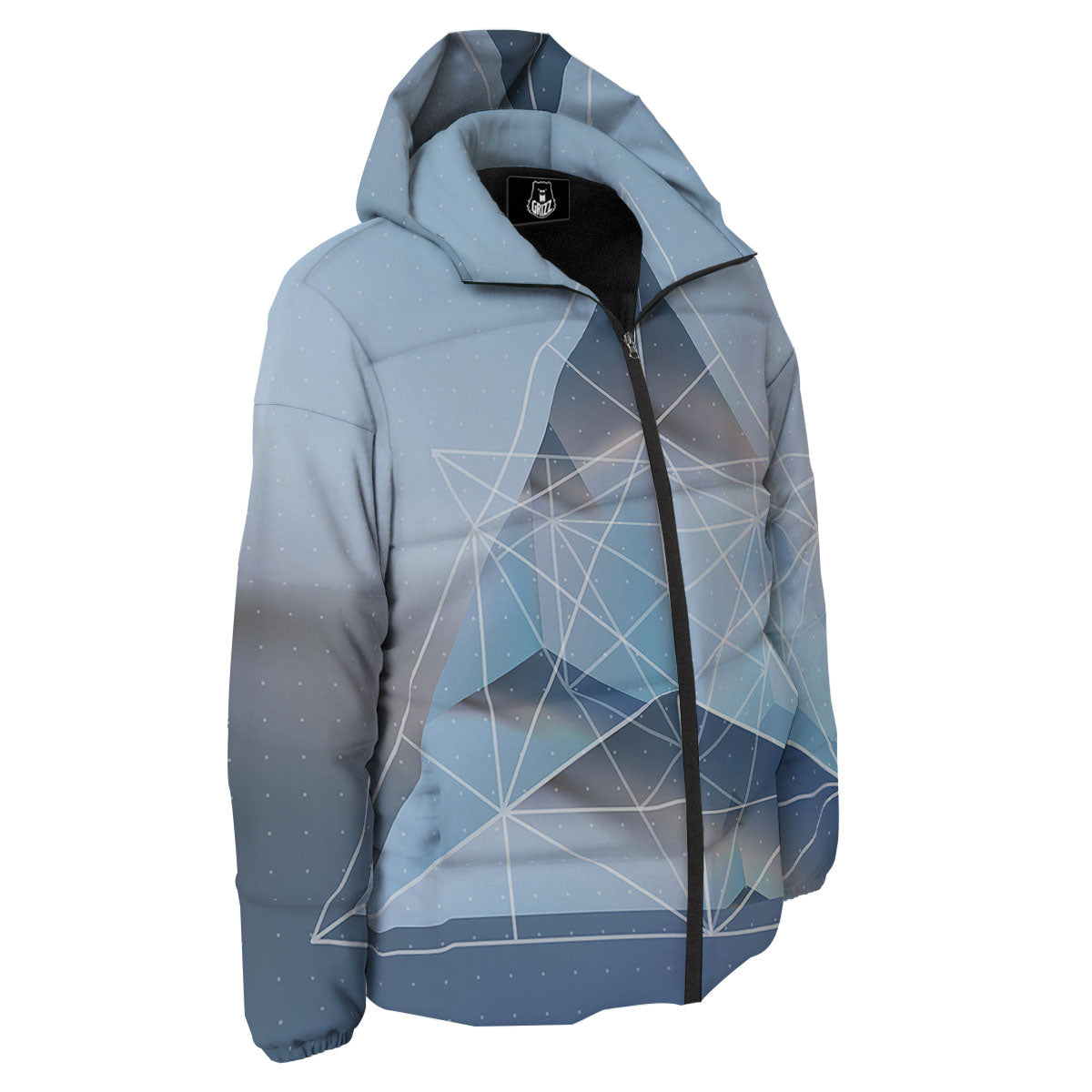 Pyramid Geometric Print Down Jacket-grizzshop