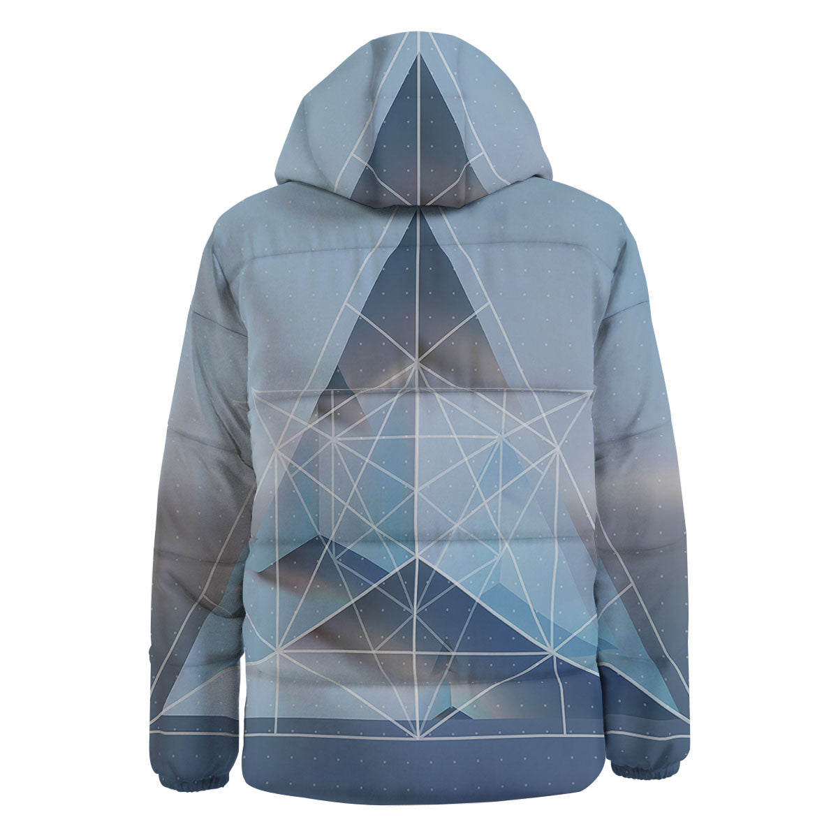 Pyramid Geometric Print Down Jacket-grizzshop