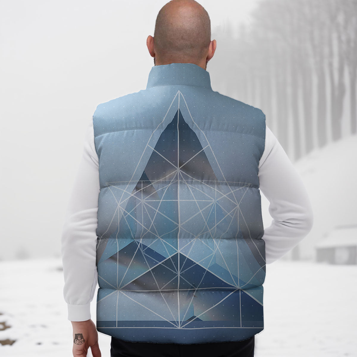 Pyramid Geometric Print Down Vest