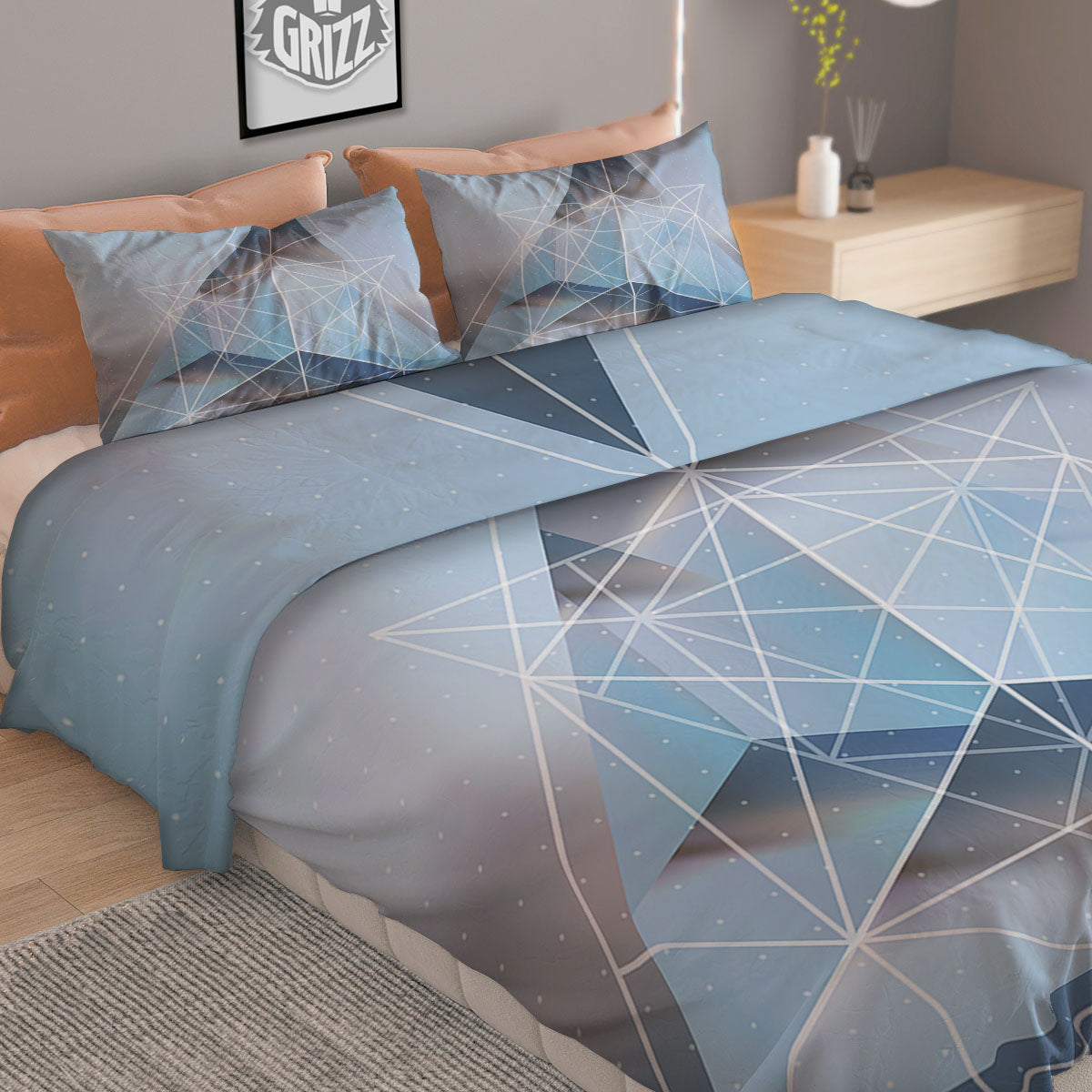 Pyramid Geometric Print Duvet Cover Bedding Set