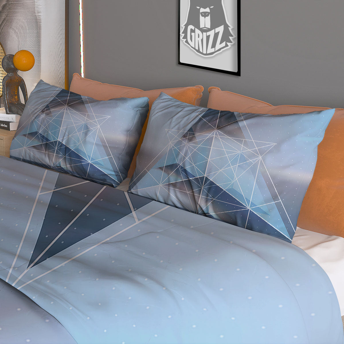Pyramid Geometric Print Duvet Cover Bedding Set