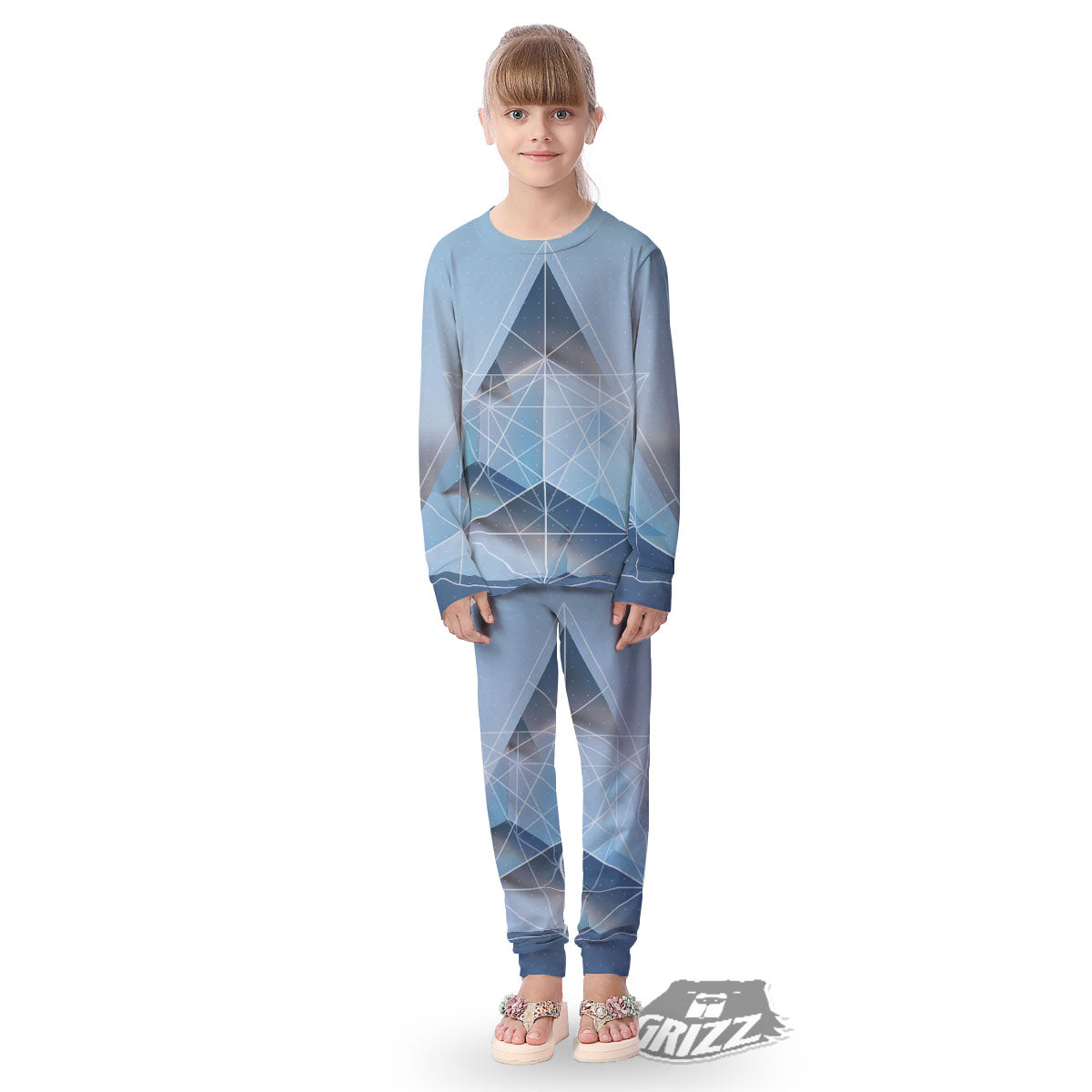 Pyramid Geometric Print Kid's Pajamas-grizzshop